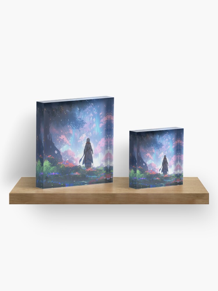 Thumbnail 4 of 5, Acrylic Block, Ethereal Wanderlust: An Elder's Journey in the Enchanted Grove designed and sold by CasualCommander.