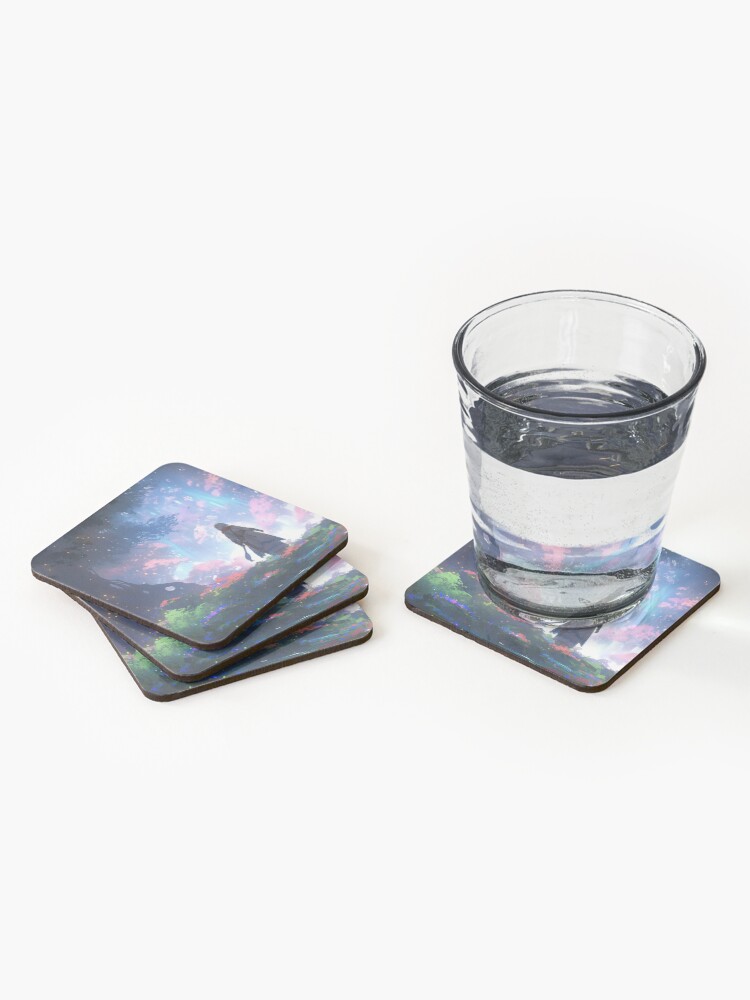 Thumbnail 2 of 5, Coasters (Set of 4), Ethereal Wanderlust: An Elder's Journey in the Enchanted Grove designed and sold by CasualCommander.