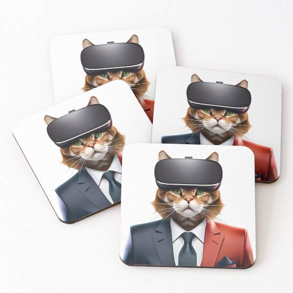 Item preview, Futuristic Cat in Colorful Suit and VR Glasses - Digital Art designed and sold by PixelSpectrum.