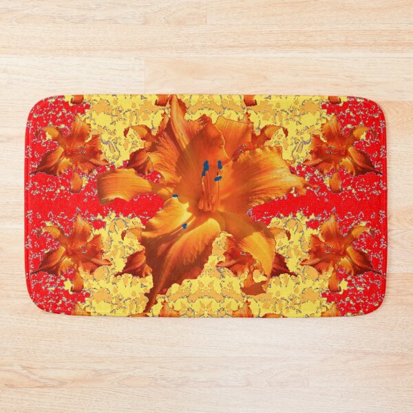 Item preview, ORANGE GARDEN LILY PATTERNS RED-YELLOW FLORAL ART designed and sold by sharlesart.