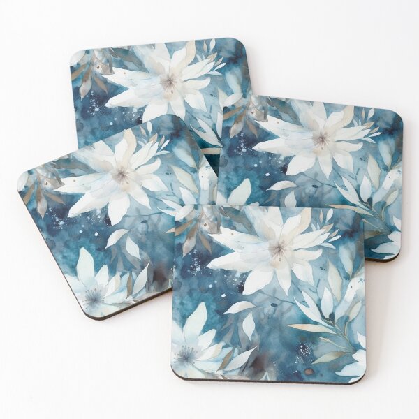 Item preview, Midwinter's Dream var. 5: Ethereal Floral Winter Scene in Moonlight and Snow designed and sold by stateofhuman.