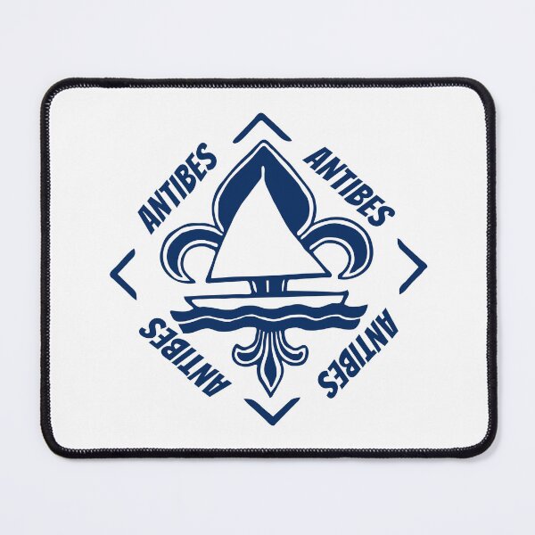 Item preview, Antibes, Provence Alpes Cote d'Azur, France, Mediterranean Sea - French Seaside Resort - Navy Blue Vintage Sailor Logo - Sailing Boat with Heraldic Lily designed and sold by Vintage-TM.