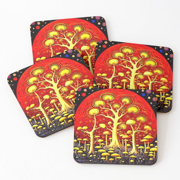 Item preview, Lunar vibes boho mushroom art pattern designed and sold by Earth Nature Creations.