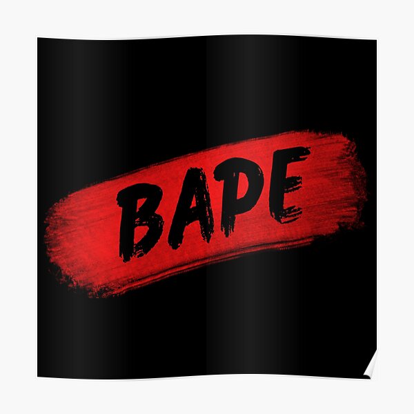 Bape Red Poster for Sale by Uwear Shop