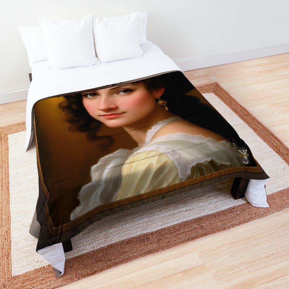 Portrait Of Andrea Heshenburg Beautiful Fantasy AI Concept Art by Xzendor7 Decorative Comforter