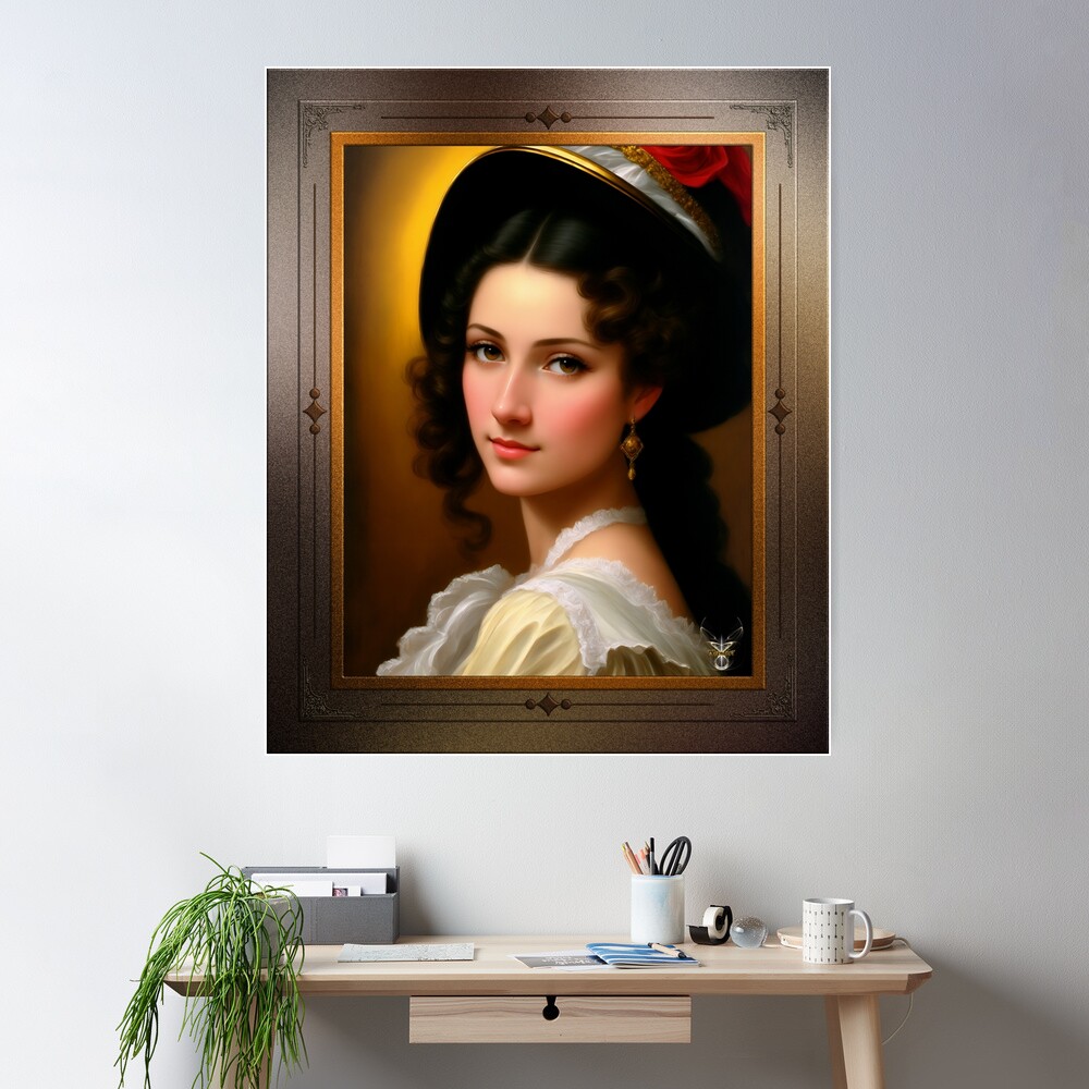 Portrait Of Andrea Heshenburg Beautiful Fantasy AI Concept Art by Xzendor7 Wall Decor Poster
