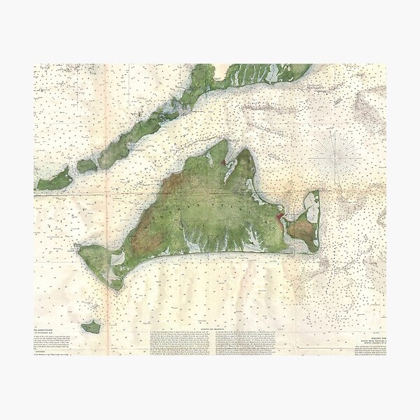 Item preview, Vintage Marthas Vineyard Map (1860) designed and sold by BravuraMedia.