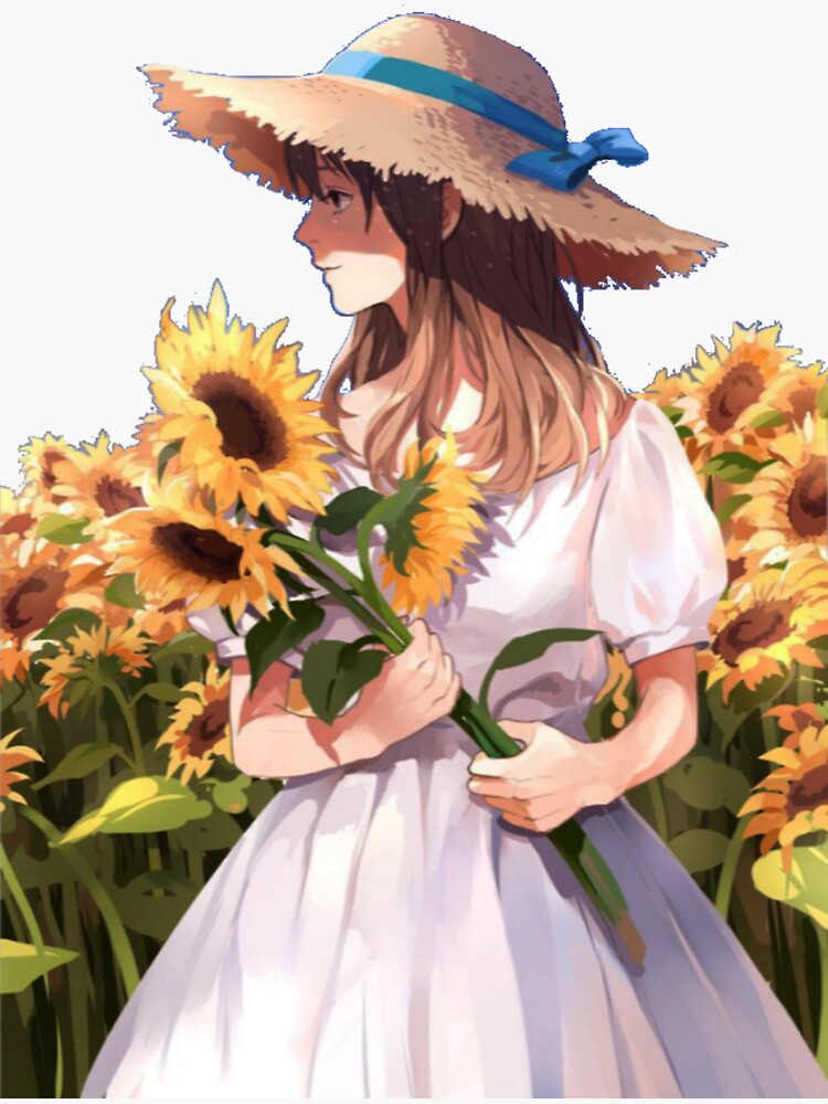 Anime girl in sunflower field 5120x3200 - ImgPile