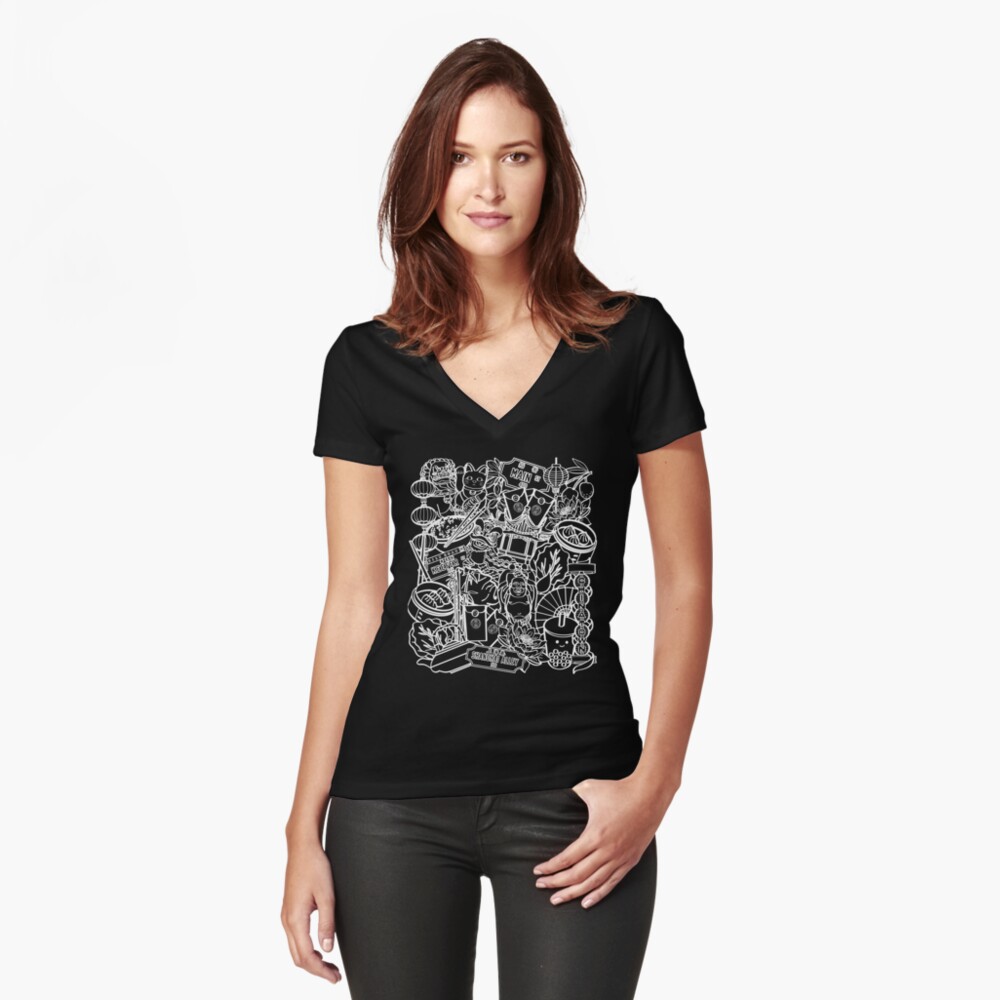 Item preview, Fitted V-Neck T-Shirt designed and sold by chuchucolouring.