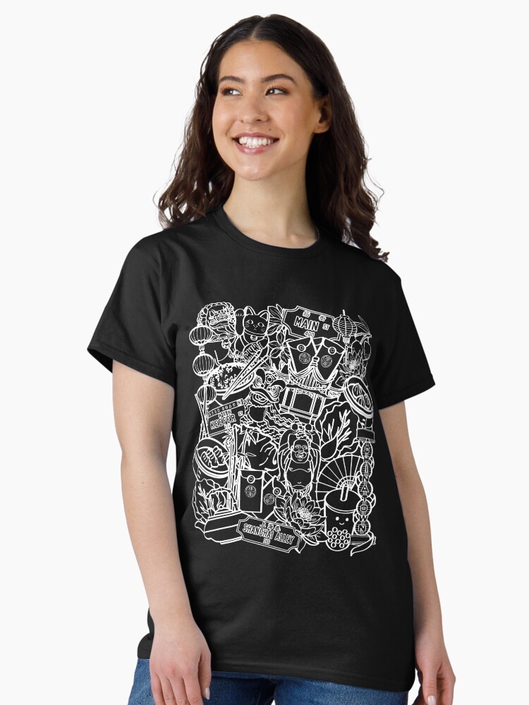 Thumbnail 1 of 7, Classic T-Shirt, Chinatown Vancouver, BC | White Outline designed and sold by chuchucolouring.