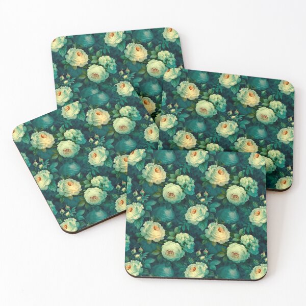 Item preview, Elegant Magnolia Flower Pattern: Floral Beauty on Green Background designed and sold by Arti_choke.