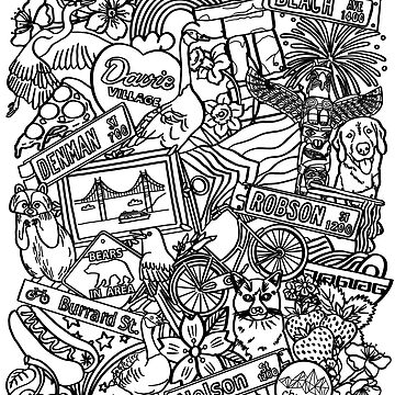 Artwork thumbnail, West End Vancouver, BC | Black Outline by chuchucolouring