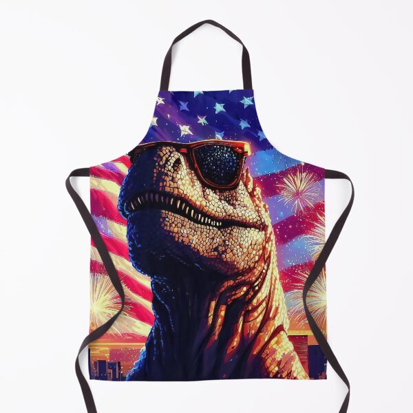 Artikelvorschau, Fröhlicher 4. Juli, amerikanische Flagge, cooler Tyrannosaurus in Sonnenbrillen-Pixelkunst entworfen und verkauft von TomFrontierArt.