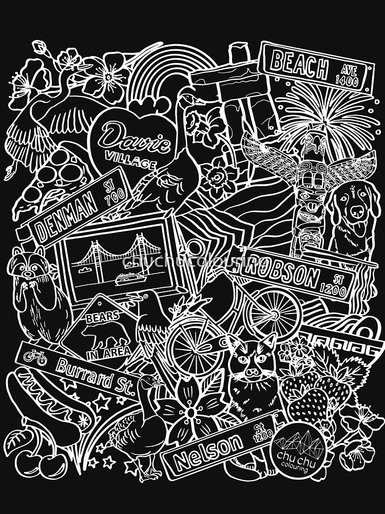 Thumbnail 7 of 7, Classic T-Shirt, West End Vancouver, BC | White Outline designed and sold by chuchucolouring.