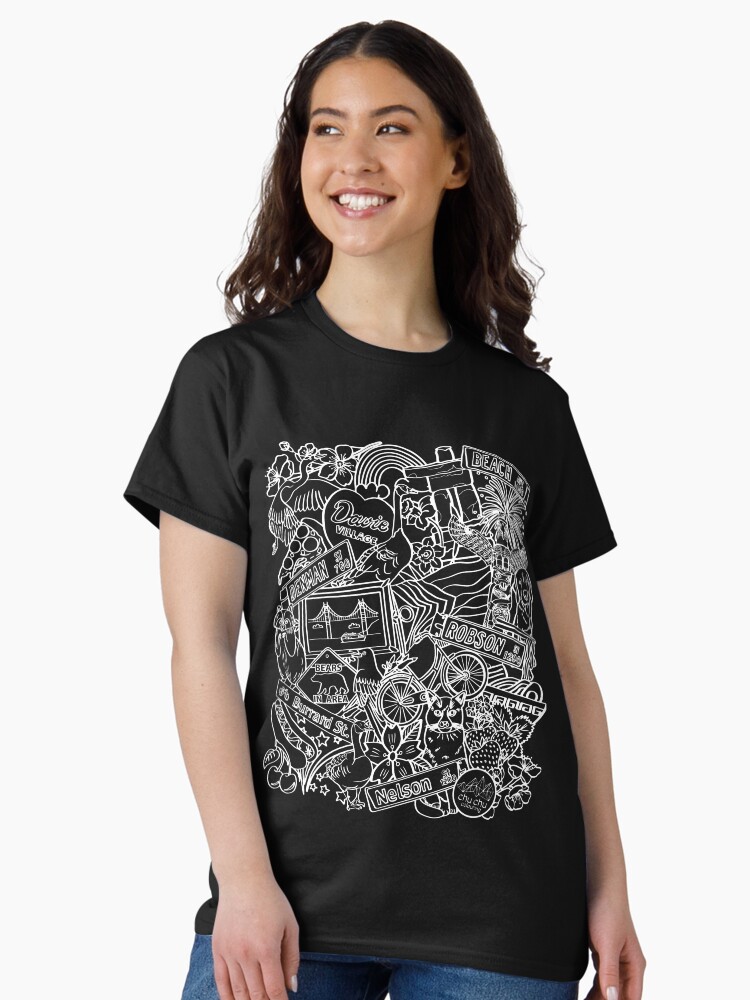 Thumbnail 2 of 7, Classic T-Shirt, West End Vancouver, BC | White Outline designed and sold by chuchucolouring.