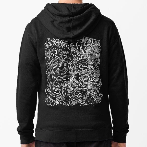West End Vancouver, BC | White Outline Zipped Hoodie
