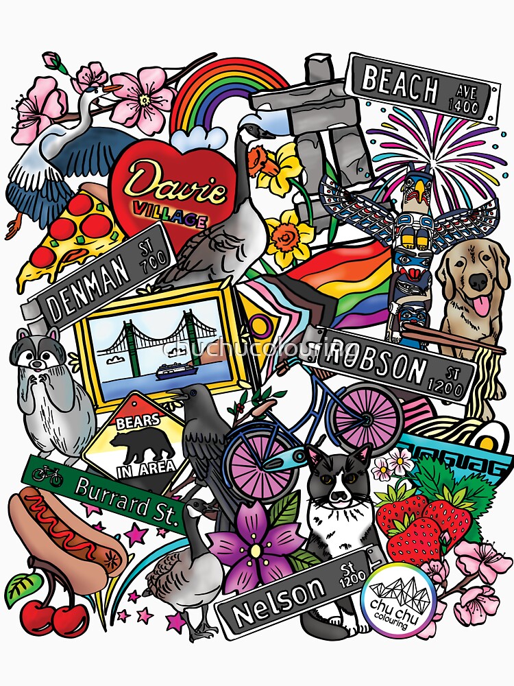 Thumbnail 7 of 7, Classic T-Shirt, West End Vancouver, BC | Colour designed and sold by chuchucolouring.