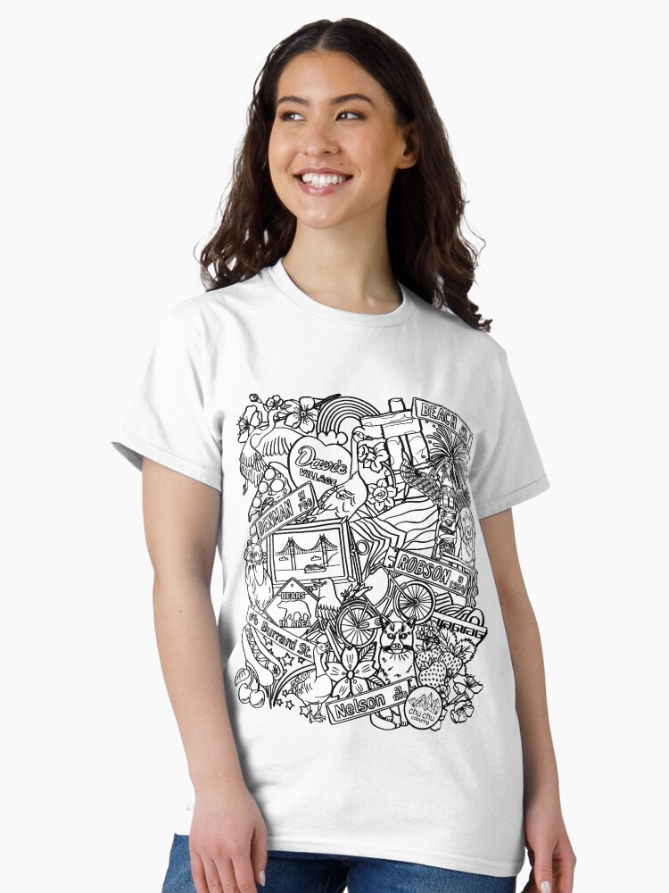 Thumbnail 1 of 7, Classic T-Shirt, West End Vancouver, BC | Black Outline designed and sold by chuchucolouring.