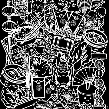 Artwork thumbnail, Chinatown Vancouver, BC | White Outline by chuchucolouring
