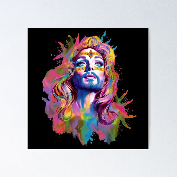 Item preview, Drag Queen Jesus - Faces of Pride - Pride Month LGBTQ Feminism Trans Drag Support Ally - Music Festival Original Artwork designed and sold by VenusInShade.