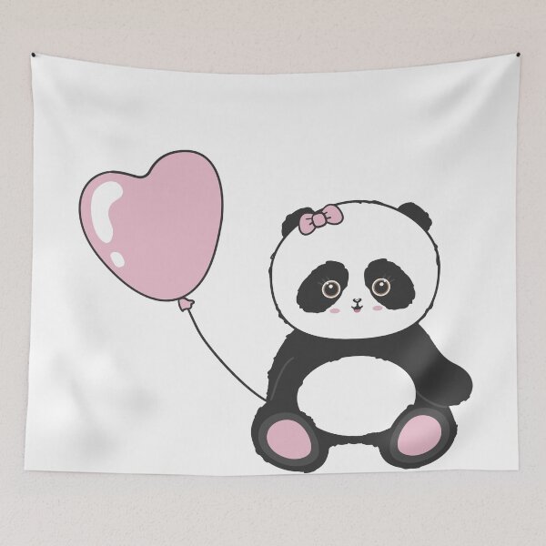 Item preview,  a cute panda with heart shaped balloon designed and sold by WonderworkLI.
