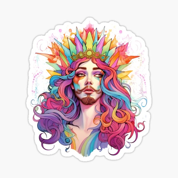 Item preview, Drag Queen Jesus - Faces of Pride - Pride Month LGBTQ Feminism Trans Drag Support Ally - Music Festival Original Artwork designed and sold by VenusInShade.