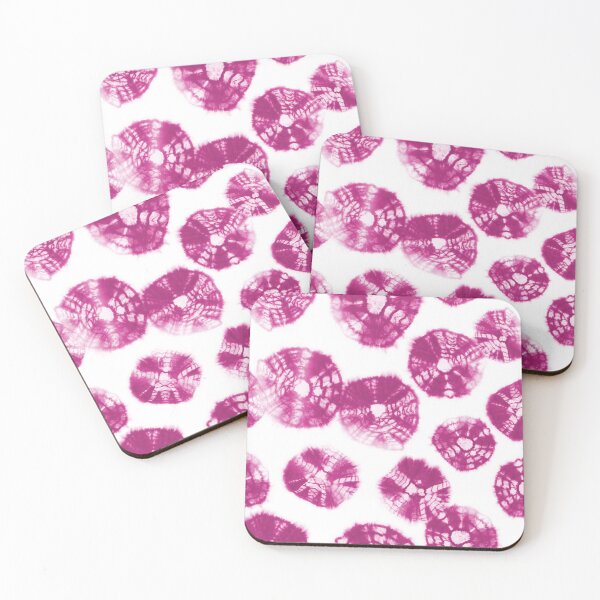 Item preview, Shibori Kumo tie dye pink fuchsia dots over white designed and sold by marufemia.
