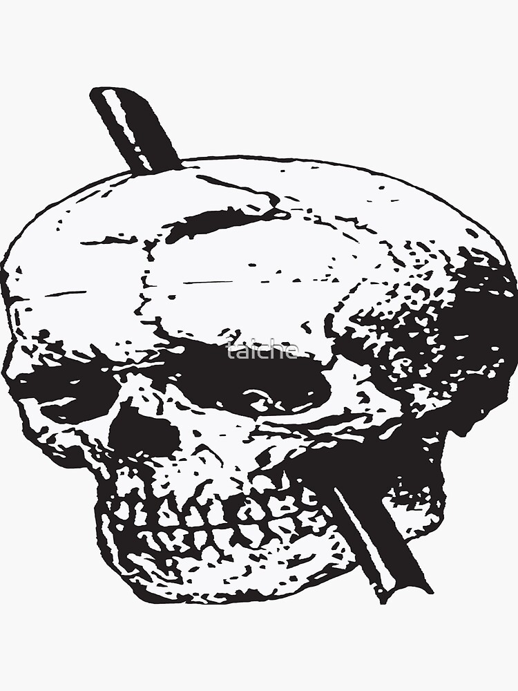 "Black and White Skull of Phineas Gage With Tamping Iron Vector