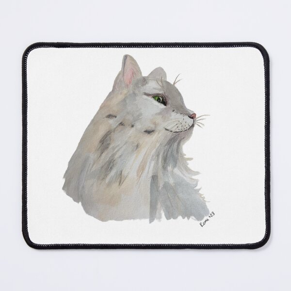 Artikel-Vorschau von Majestätische weiße Katze-Aquarellmalerei, designt und verkauft von BohoArtVZLA.