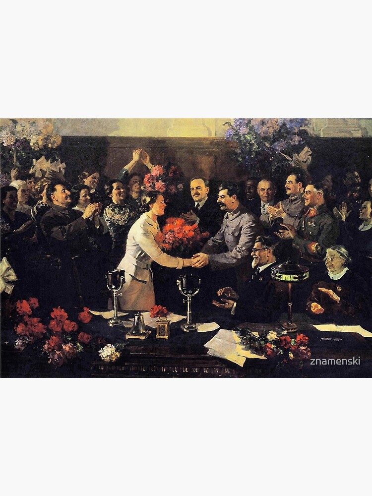 A political poster, the Soviet Union, Stalin, the leadership of the Soviet Union, the people, applause by znamenski