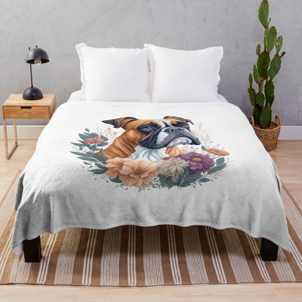 Item preview, Boxer Dog puppy high detailed watercolor style flower splash floral illustration for sublimation sticker print designed and sold by Sashindra Wijayarathna.
