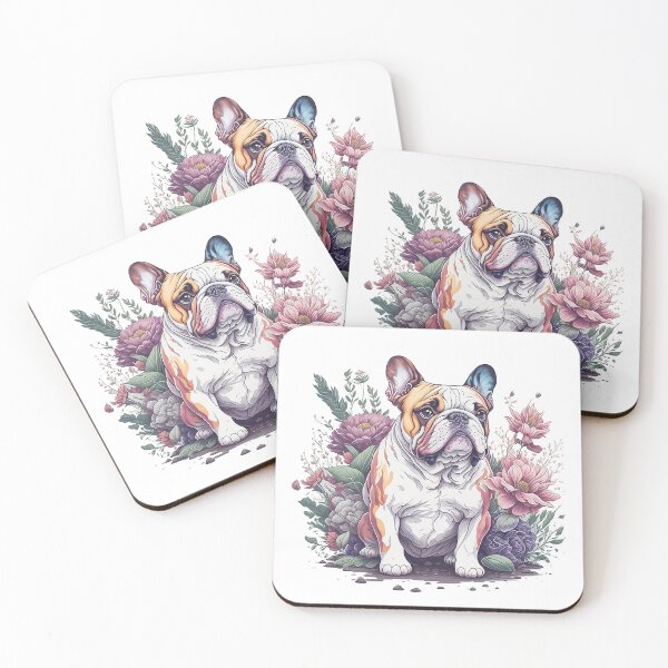 Item preview, BullDog Dog breed high detailed watercolor style flower splash floral illustration for sublimation sticker print designed and sold by Sashindra Wijayarathna.