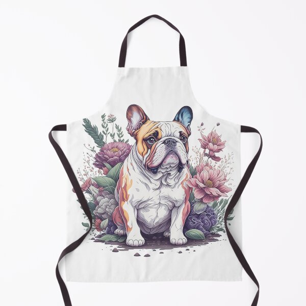 Artikelvorschau, BullDog Hunderasse, hochdetaillierte Blumenspritzer-Blumenillustration im Aquarellstil für den Sublimationsaufkleberdruck entworfen und verkauft von Sashindra Wijayarathna.