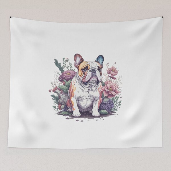 Item preview, BullDog Dog breed high detailed watercolor style flower splash floral illustration for sublimation sticker print designed and sold by Sashindra Wijayarathna.