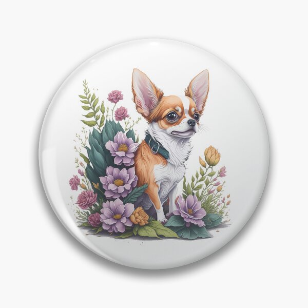 Item preview, Chihuahua dog breed puppy high detailed watercolor style flower splash floral illustration for sublimation sticker print designed and sold by Sashindra Wijayarathna.