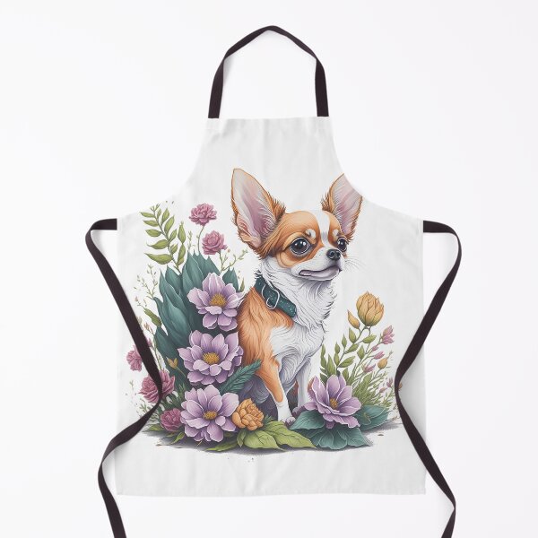 Artikelvorschau, Chihuahua-Hunderasse-Welpe, hochdetaillierte Aquarell-Stil-Blumenspritzer-Blumenillustration für den Sublimationsaufkleberdruck entworfen und verkauft von Sashindra Wijayarathna.