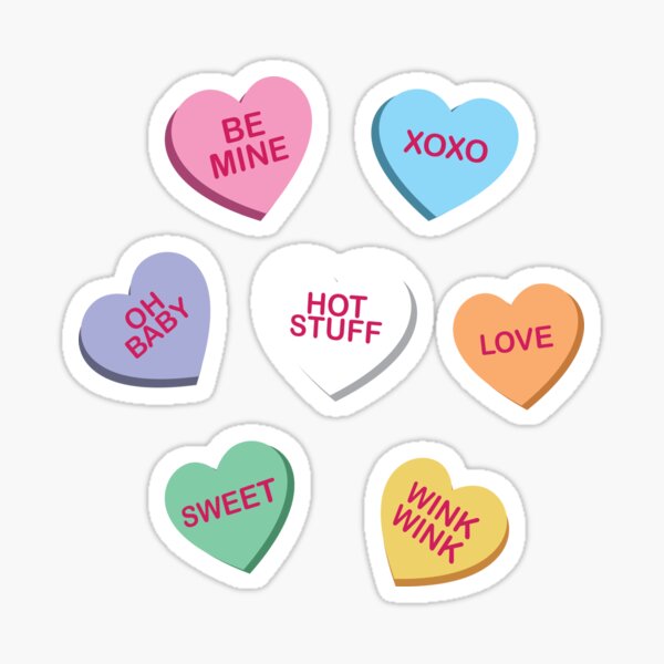 Valentine's Day Stickers - 18 Valentine Conversation Hearts