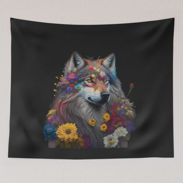 Item preview, Wolf With Flowers Girls Art, designed and sold by oldtimesss.