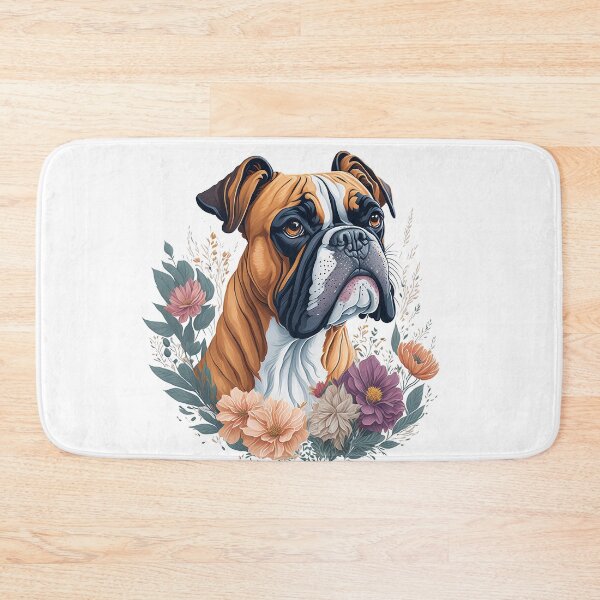 Item preview, Boxer Dog puppy high detailed watercolor style flower splash floral illustration for sublimation sticker print designed and sold by Sashindra Wijayarathna.