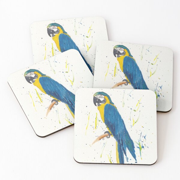 Item preview, Blue and Gold Macaw in Watercolor and Ink designed and sold by The Elderberry Blossom.