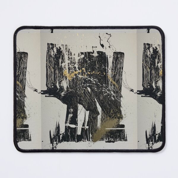 Item preview, "Forks in the Road" Black White and Gold abstract painting designed and sold by IICents.