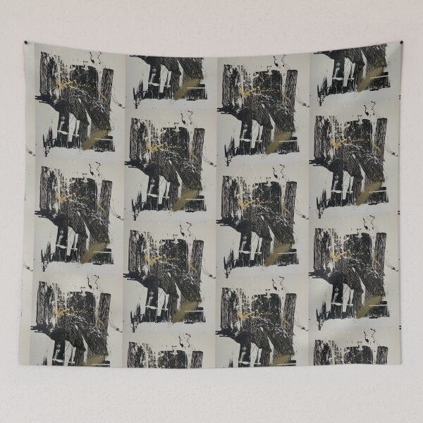 Item preview, "Forks in the Road" Black White and Gold abstract painting designed and sold by IICents.