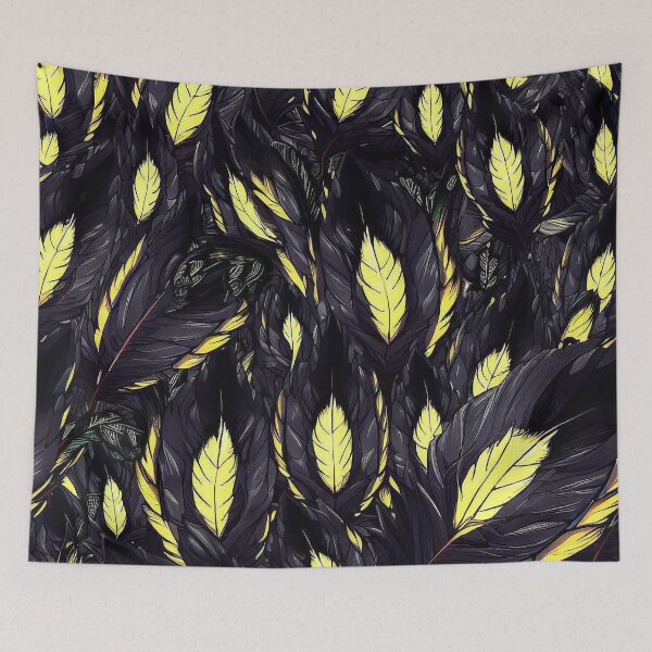 Item preview, Retro feathers Yellow and black pattern designed and sold by TomFrontierArt.