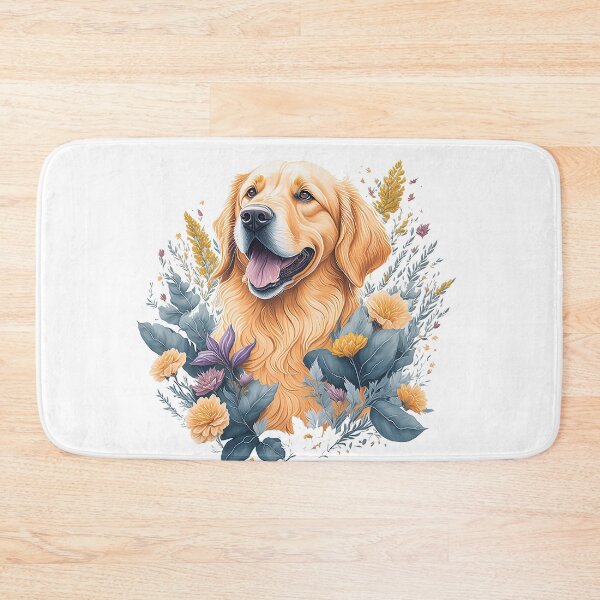 Item preview, Golden retriever dog breed puppy high detailed watercolor style flower splash floral illustration for sublimation sticker print designed and sold by Sashindra Wijayarathna.