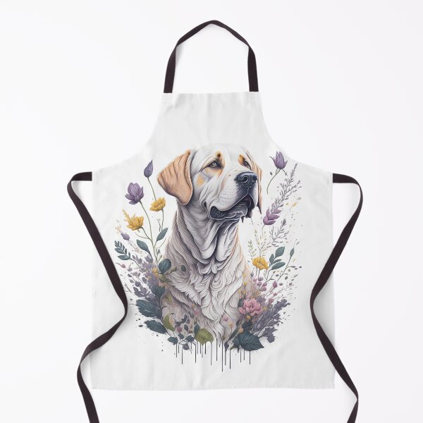 Artikelvorschau, Labrador Retriever Hunderasse Welpe hochdetaillierte Aquarell-Stil Blumenspritzer Blumenillustration für Sublimationsaufkleberdruck entworfen und verkauft von Sashindra Wijayarathna.