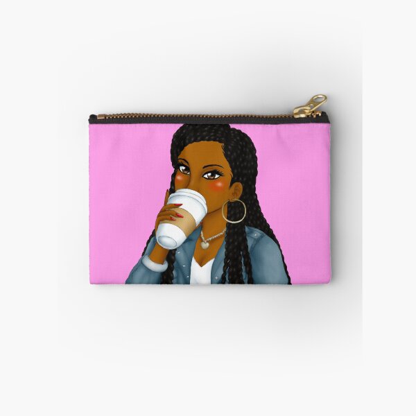 Item preview, Black Girl with Box Braids Drinking Latte Coffee designed and sold by Deanna McRae.