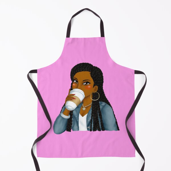 Item preview, Black Girl with Box Braids Drinking Latte Coffee designed and sold by Deanna McRae.