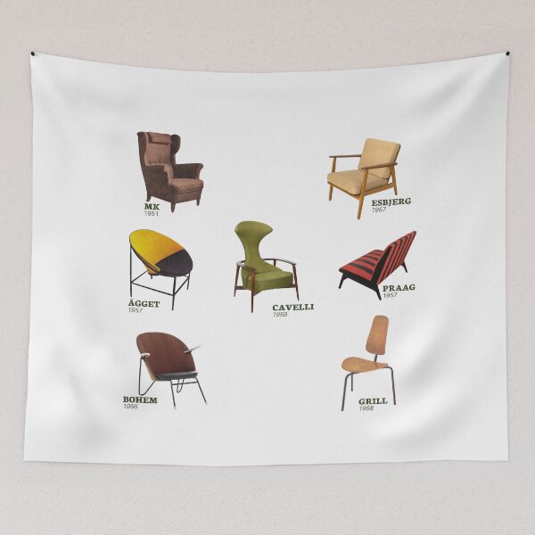 Item preview, vintage 50's IKEA chairs print designed and sold by mikceys.