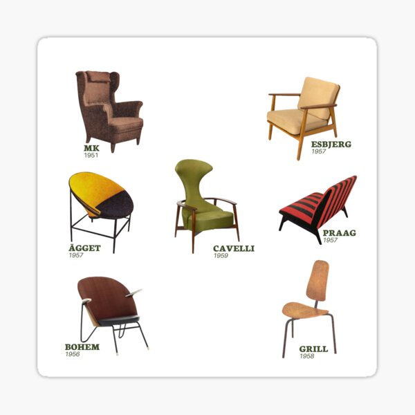 Item preview, vintage 50's IKEA chairs print designed and sold by mikceys.