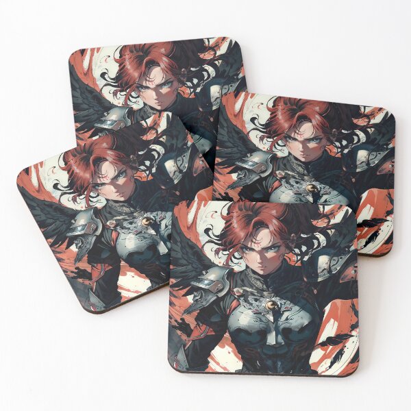 Item preview, Winged Anime Warrior Girl with Fiery Red Hair designed and sold by ByteyCreatives.